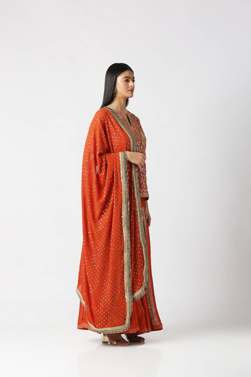 Orangeade Short Kurta And Panelled Sharara Set – Labbada Store