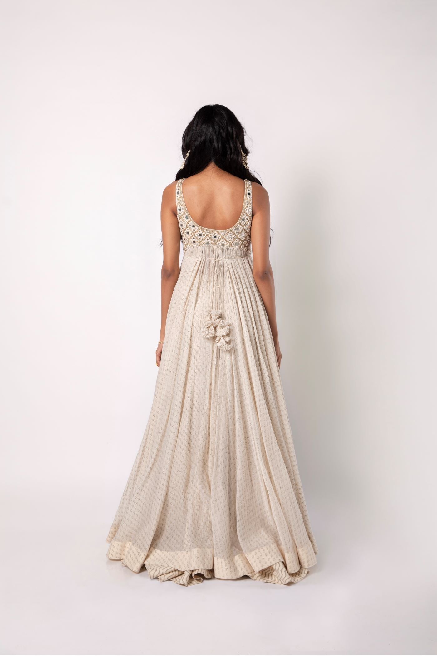 Ivory Flared Dress with Pallazo Set